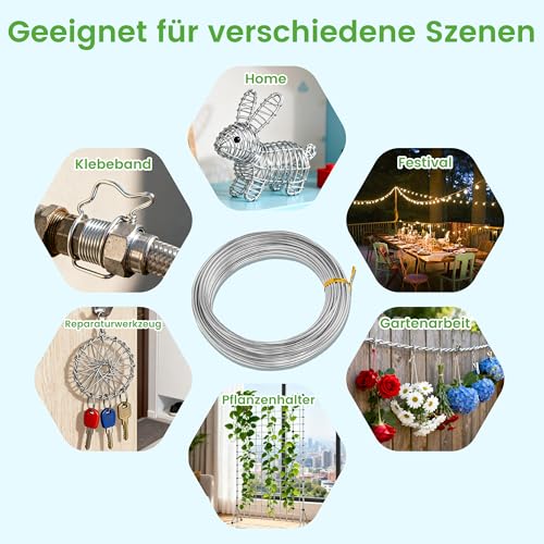 Aluminiumdraht 2mm Silber 15 Meter Basteldraht für Schmuckherstellung, Bonsai, Floristik und DIY-Projekte – Flexibel und leicht verarbeitbar