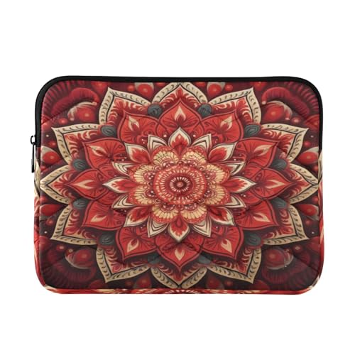 Funda Mandala Roja para Laptop 13-14 Pulgadas