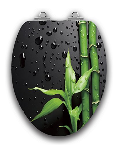TOPSEAT Art of Acryl Elongated Toilet Seat w/Slow Close Chromed Metal Hinges, Wood, Piano Black