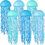 Jellyfish Paper Lanterns 6 Pacs 10 Inch Under The Sea Party Decorations Mermaid Party Baby Shower Blue Hanging Jelly Fish for Ocean Spongebob Birthday Decorations (Multicolor Blue)