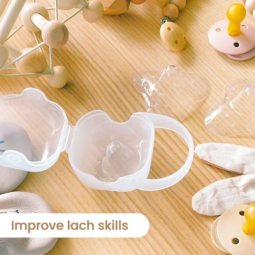purifyou Nipple Shields for Nursing Breastfeeding Newborn, 24mm / 20mm / 18mm / 16mm, Set of 3 Silicone Nipple Shield with Free Case Latch Assist Nipple Guard & Breastfeeding Shield (18mm)