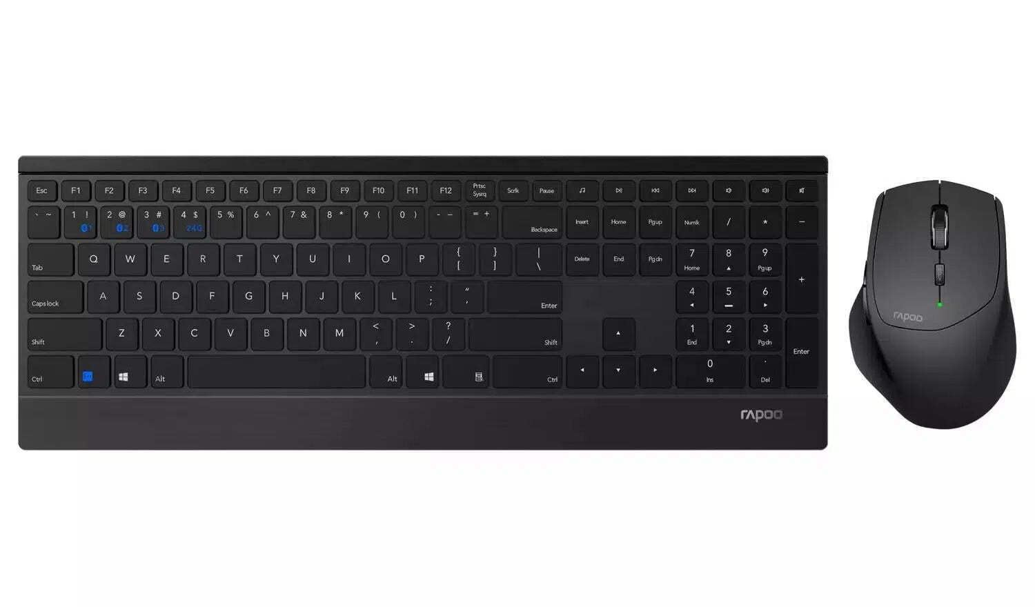 Rapoo 9500M inalámbrico multi-modo, combo ultra delgado negro QWERTY con diseño premium 7