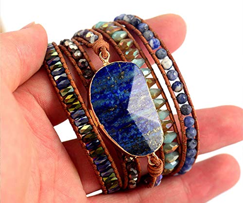 Image of Boho Wrap Bracelet for Women, Handmade Natural Imperial Jasper Multi-Layer Stone Beaded Bracelet, Bohemian Healing Crystal Stone Jewelry Gifts