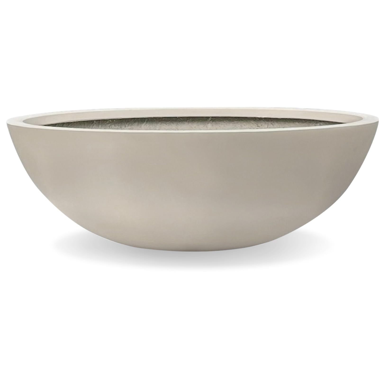 KUTE NEST 7.7" H x 22" D Round Bowl Fiberstone Planter for Succulent and Lotus with Drainage Hole, Smooth Finishes, Weather Resistant, Included 2