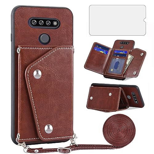 Accessoires LG K51 : étui portefeuille avec protège-écran et porte-carte