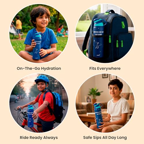 Image of Rabitat ZYLO Max Insulated Water Bottle for School Kids 750ml | Steel Water Bottle for Kids | Kids Water Bottle | 2 Year Brand Warranty | Hot & Cold Upto 24 Hours | School, Gym, Outdoor PowerPlay