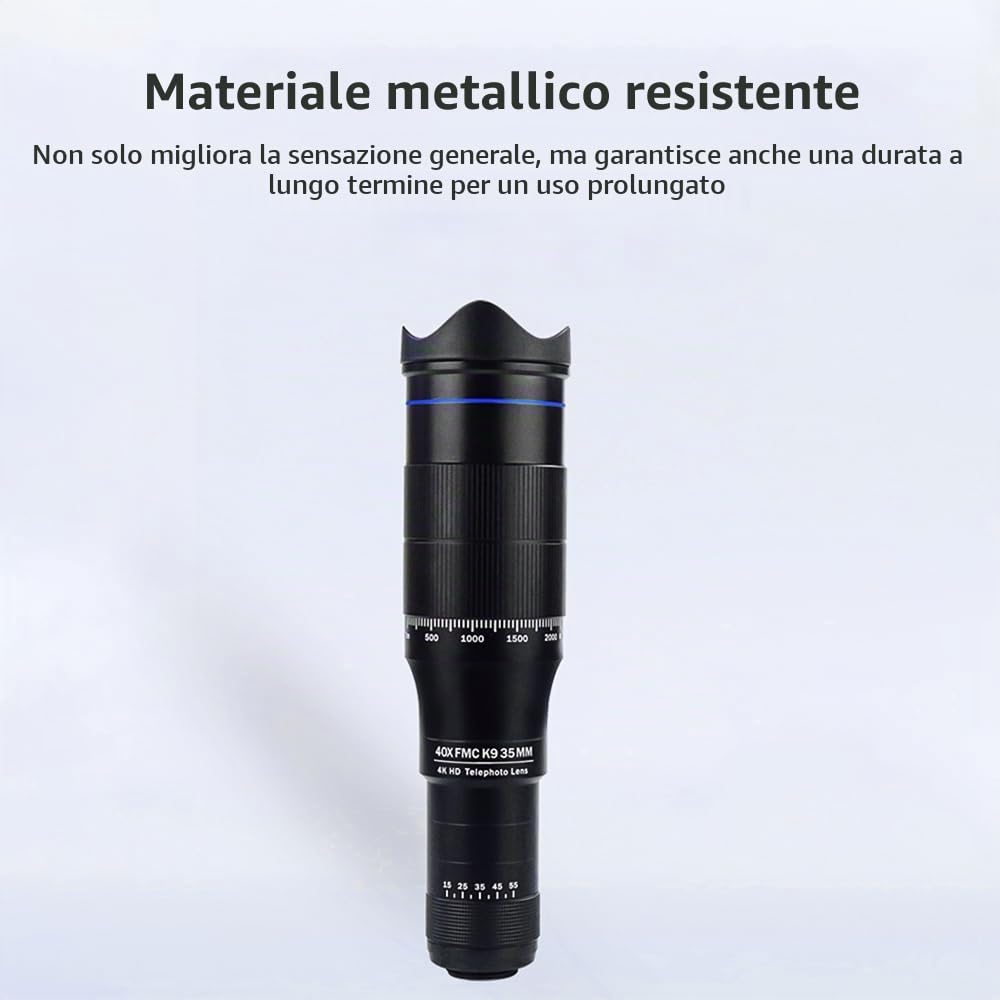 Andoer Kit Teleobiettivo 40X per Telefono Cellulare Teleobiettivo Telefono Mobile Lens Telescopio per Escursionismo Campeggio Osservazione Della Fauna Selvatica Moon Sports Game Concert Watch