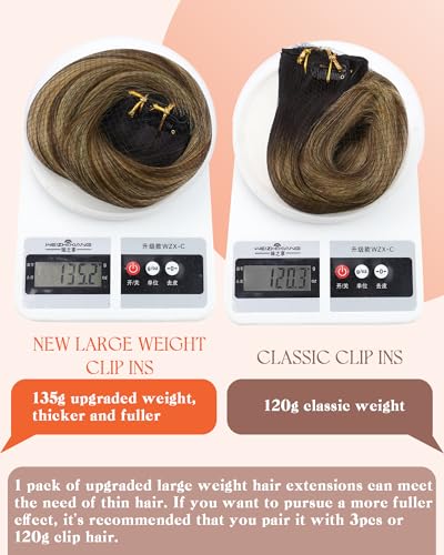 Image of Sunny Hair Clip in Hair Extensions Real Human Hair Black Balayage Blonde | 135g 20inch Clip in Extensions Real Human Hair Brown Blonde, Natural Blend Fuller Hair, Add Multidimensional Color for Party