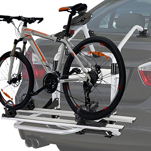 Auto Dynasty Rear Trunk Mount 2-Bike/Bicycle Rack Carrier, Powder Coated, Silver