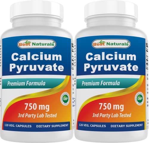 Calcium Pyruvate 750 mg 120 Capsules by Best Naturals (Pack of 2)