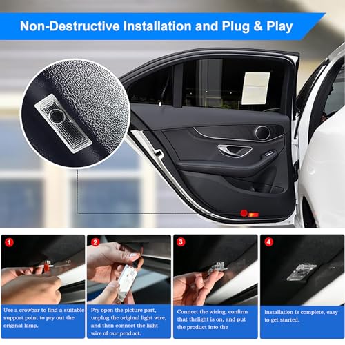 4 Stück Autotür Licht Projektor BMW Logo Unterbodenbeleuchtung Auto für 1 2 3 4 5 6 7er M GT X1 X3 X4 X5 X6 Türprojektoren Zubehör, LED Auto Türbeleuchtung Einstiegsbeleuchtung