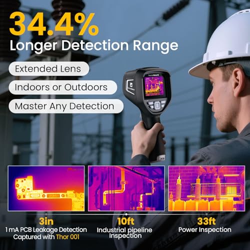 Handheld Thermal Camera, 512×384 X³IR Resolution, Thermal Imaging Camera with 2MP Visual Camera, 640×480 3.5" IPS Screen Thermal Imager with Laser, -4℉to 1022℉, 60Hz, 35mK(Thor 002)