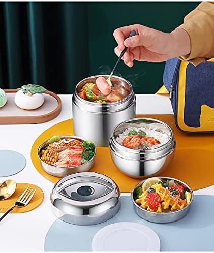 Tarro De Comida Con Aislamiento Al Vacío, Termos Para Comida Caliente, Horas De Comida Sin Bpa De Acero Inoxidable, Para Niños, Almuerzo Escolar, Adultos, Llevar El Almuerzo Al Trabajo,Tres Capas,