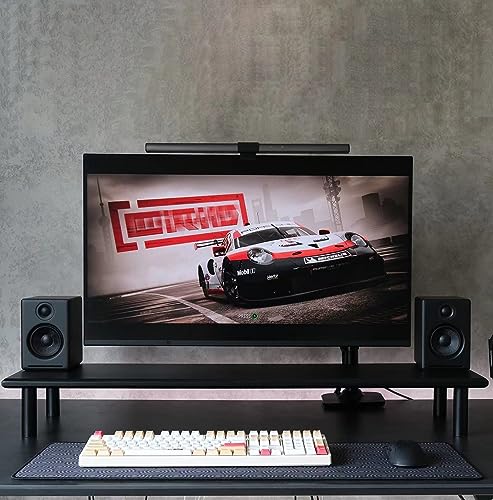 ROCDEER Bamboo Dual Monitor Stand Riser, Supports 2 Monitors, Printer, Heavy TV up to 300 lbs and 75 Inches