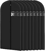 Lzerking 8-Pack Black Garment Bags for Travel & Closet - 43" Washable Suit Covers with Clear Window, Dust-Proof Storage