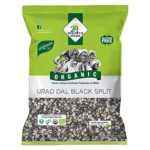 Image of 24 Mantra Organic Unpolished Urad Dal Black Split /Black Gram split /Minapa pappu /Kali dal - 500gms | Pack of 2 | 100% Organic | Chemical Free & Pesticides Free