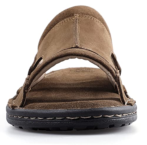 Tiestra Mens Leather Slide Sandals Comfortable Lightweight Summer Casual Beach Slides For Men Indoor & Outdoor Slip On Sandals Brown Eu43 Us10 thumb #3