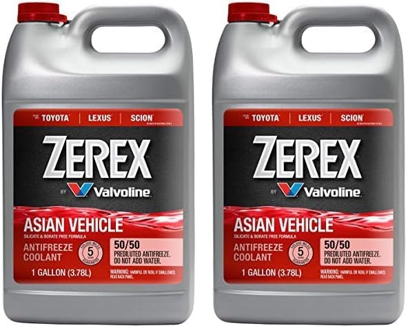 Zerex Asian Vehicle Red Silicate and Borate Free 50/50 Prediluted Ready-to-Use Antifreeze/Coolant 1 GA (Pack of 2)