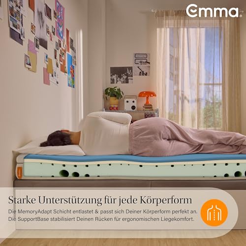 Emma One Matratze, Kaltschaummatratze, 100x200 cm, H3 Härtegrad Hart, 18 cm Höhe...