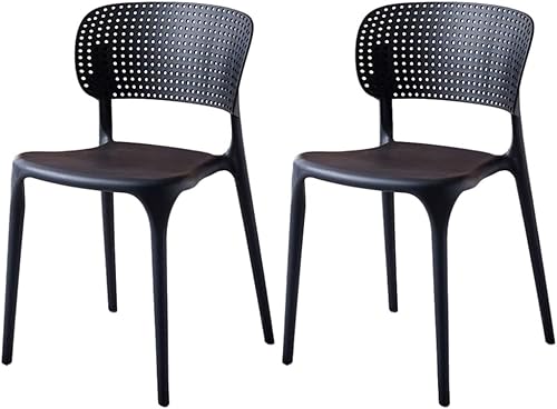 LITFAD Moderno sillón de comedor de plástico para interiores y exteriores, juego de 2 sillas de comedor con respaldo abierto, para comedor,
