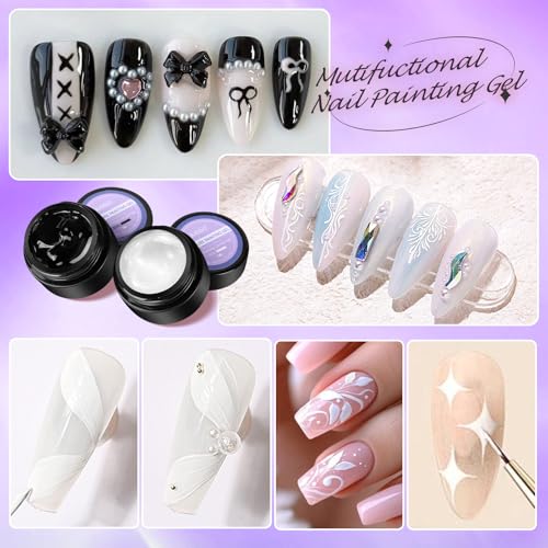 Kit de esmalte gel negro y blanco 2x8g para uñas miniatura 3