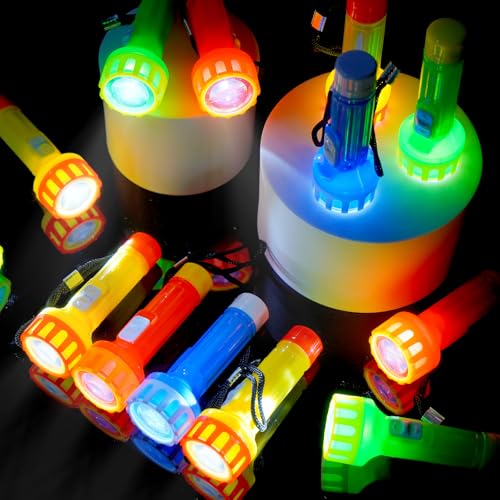PROLOSO 30 Pcs Mini Flashlights with Lanyard Batteries Included Handheld Flashlight Torch Set for Kids Camping Hiking Gift Party Favors