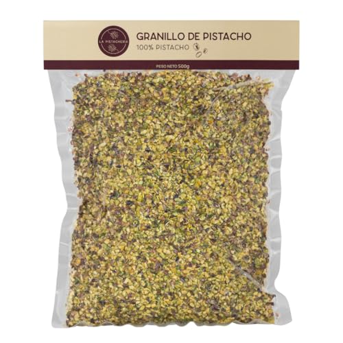 Granillo De Pistacho Ibérico Natural Crudo Gourmet 100% Pistacho Granulado Ideal Repostería Ensaladas Helados Recetas Veganas Decoración Postres Sin Gluten Proteína Saludable Snack (500 gr)