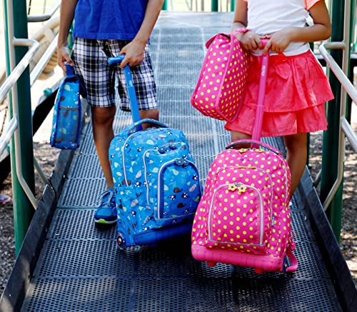 Image of J World Lollipop Kids Rolling Backpack & Lunch Bag Set for Elementary School. Carry-On Suitcase with Wheels, Little Stars
