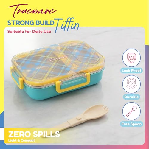 Image of Trueware Cool Touch 304 Stainless Steel PU Insulated Lunch Box with Two Compartment BPA Free, Food Grade Ideal for School, Picnic, Office & Outdoor - 540ml