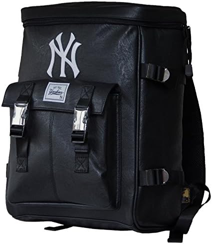 Amazon Newyork Yankees ニューヨークヤンキース リュック リュックサック スクエア スクエアリュック ロゴ 合成皮革 黒 レディース メンズ ブラック タウンリュック ビジネスリュック