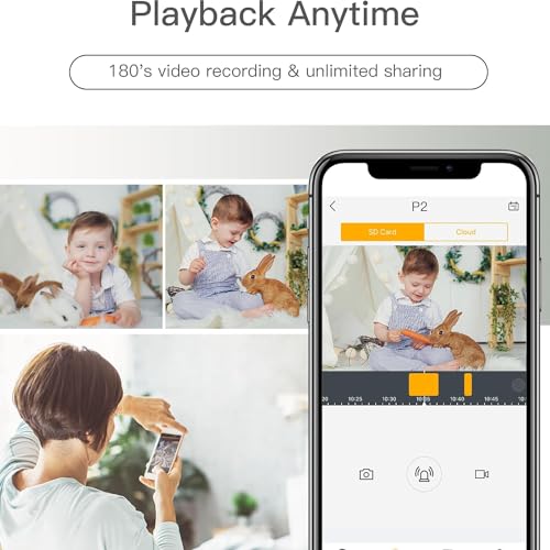 360° View 2K Pet Camera with Phone App 2 Pack, Indoor Security Camera, Baby Monitor, Motion Tracking, Pan/Tilt, Night Vision, Two-Way Audio, Works with Alexa, 2.4G WiFi Only (P2T 2PC) - Image 5