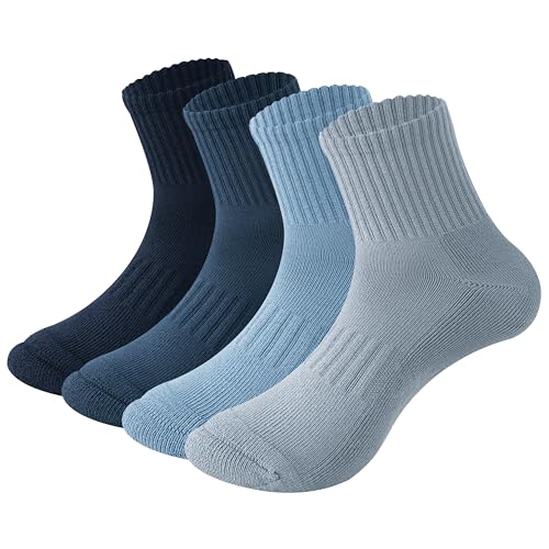 Image of MAGIARTE Womens Athletic Cotton Mini Crew Socks Thick Cushioned Running Hiking Multi Sports Socks for Women 4 Pairs