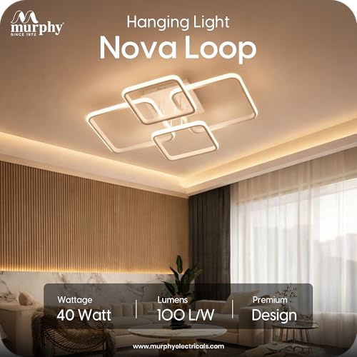 Image of Murphy LED Ceiling Light | 40W 3 Color (Warm /Natural /Cool) | Geometric Flush Mount Acrylic Light for Living Room, Bedroom, Dining Room & Hallway | Pack of 1