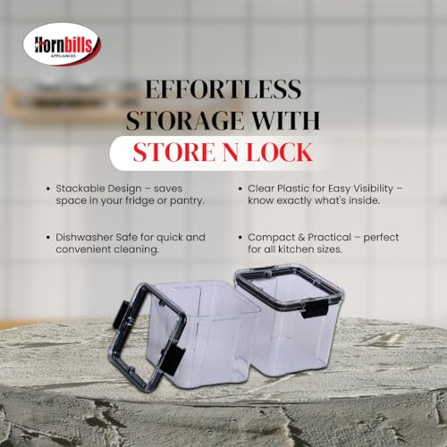 Image of HORNBILLS Seal & Lock Airtight Food Storage Containers Set - 700ml (Pack of 2) | Kitchen Organizing Accessories | Leakproof, BPA Free & Food Grade Material Plastic Boxes For Kitchen & Fridge Organizer