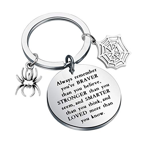 Spider Keychain Spider Charm Keyring Always Remember You’re Braver Than you Believe Keychain(Always remember (Spider)