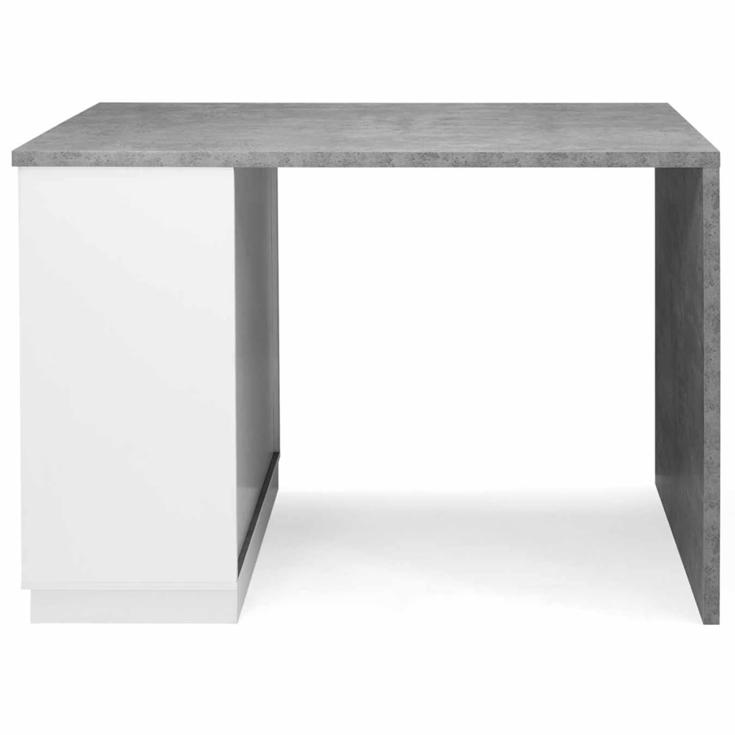 IDMarket - Ilot Central Mange Debout 4 Personnes VITO 130 cm Blanc et Plateau Effet béton