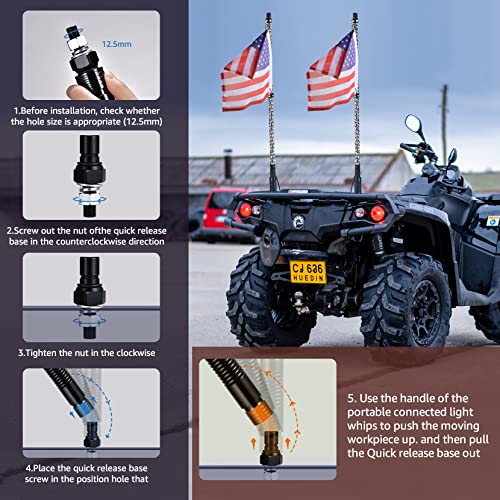 3Ft Whip Lights, Spring Base Chasing Light Spiral Rgb Remote And App Control, Led Chasing Whip Light 300 Flash Patterns For Utv Atv Off-Road Truck Sand Buggy Dune Rzr Can-Am #TOP4