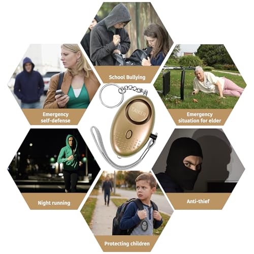 Image of Personal Alarm for Women, 5Pcs 140dB Self Defense Keychain LED Light