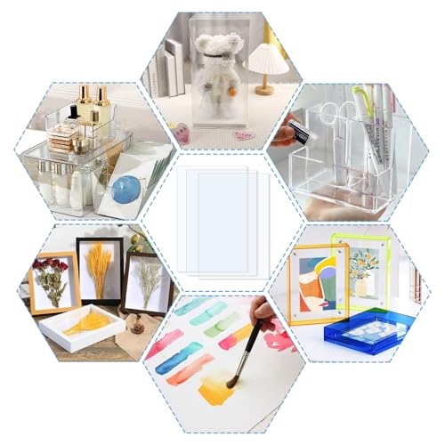 Image of TIESOME 10 PCS Clear Acrylic Sheet, 6 x 4 x 0.08 inches Acrylic Panels Shatter Resistant Plastic Sheet High Transparency Glass Replacement Picture Frame Board for Craft Windows Frame DIY Display