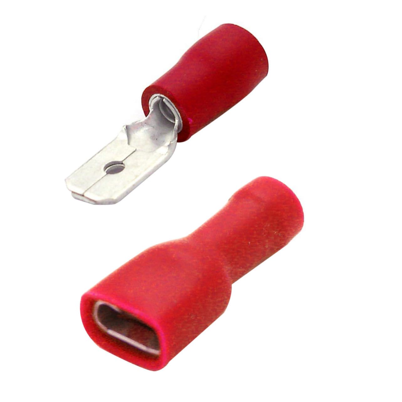 SOLUSTRE Insulated Male Female Wire Spade Connectors 100pcs Terminal Kit Red 0.4mm-1.5mm² Crimp Terminals for Marine Car