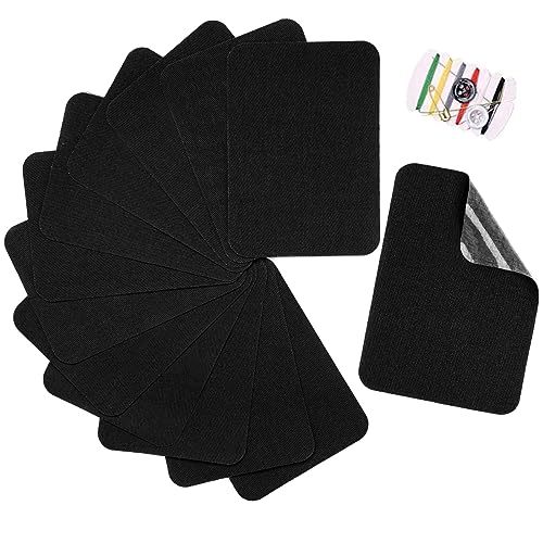 TXSN 12PCS Iron-on Repair Patch Cotton Repair Patch for Clothes Pants Mending and Decorating Size 3 by 4-1/4 Black