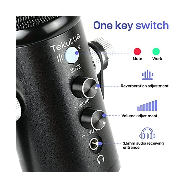 Tekutue Professional Noise Cancelling USB Mikrofon für Smartphone PC - Kondensatormikrofone mit Nierencharakteristik für… – Bild 5
