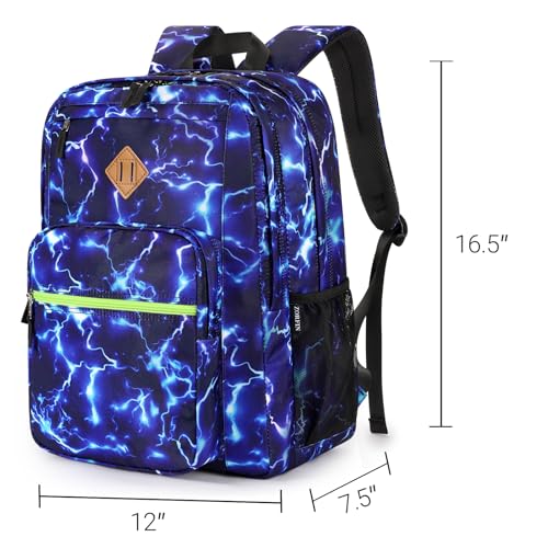 Image of ZORFIN 26L Backpack for College, and Travel: Water Resistant Bookbag - Blue Lightning