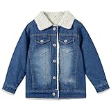 Toddler Boys Winter Denim Parka Jacket Coat Kids Children Sherpa Fleece Lined Windproof Outerwear, Blue, Size 4T (Tag110)