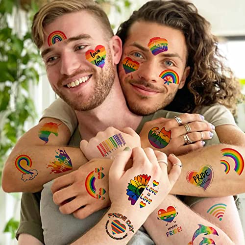 Vantaty 72 Pcs Pride Tattoos, Rainbow Temporary Tattoos For Women Men Adults, Lgbt Kids Pride Face Tattoos Temporary, Heart Flag Stripes Rainbow Body Stickers, Lgbt Gay Pride Accessories Parade Festival Celebrations Party #TOP2
