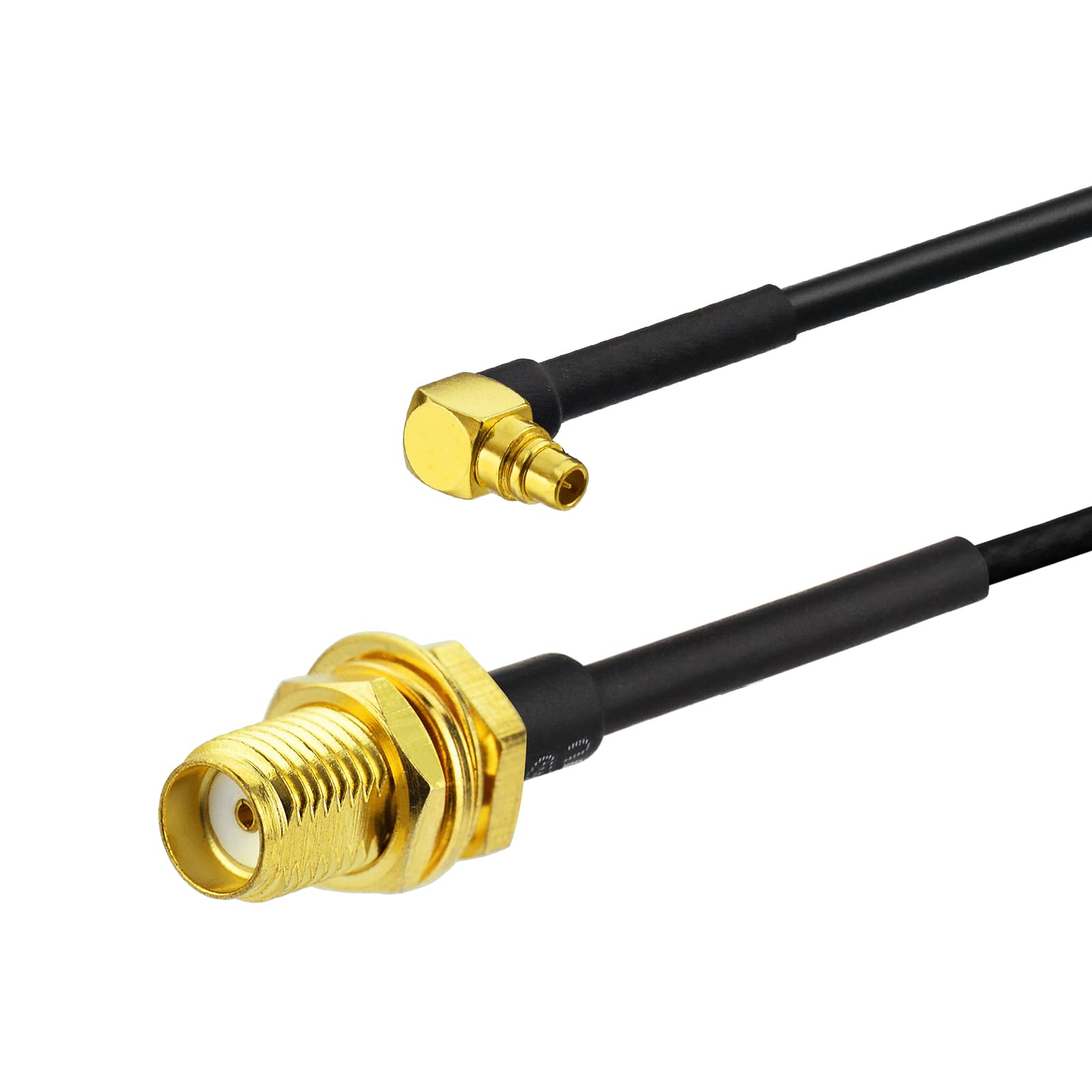 Superbat MMCX SMA 10 cm MMCX męski kątowy na SMA żeński kabel przedłużający antenę koncentryczną RG174 do Wi-Fi, sieci WLAN, sieci bezprzewodowej itp. (2 sztuki)