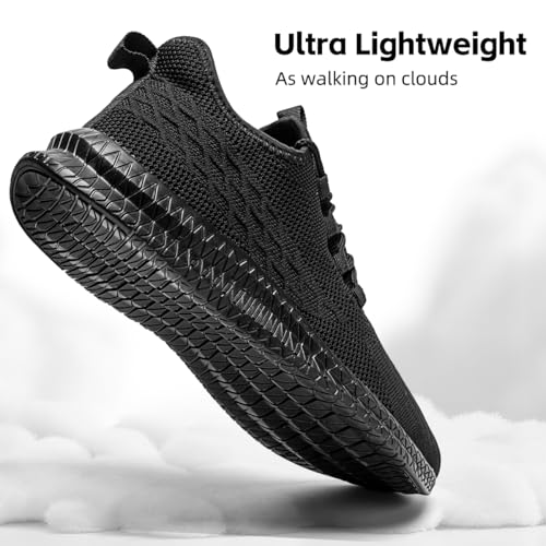 Image of Mens Running Shoes Slip On Walking Sneakers Tennis Gym Shoes Casual Road Fashion Breathable Lightweight Workout Sport Black Size US 8