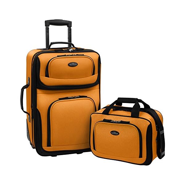 U.S. Traveler Rio Rugged Fabric Expandable Carry-on Luggage Set, Red, One Size, Rio Rugged Fabric Expandable Carry-on Luggage Set