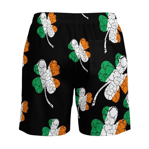 Ireland Flag Clovers St Patricks Day Beach Shorts for Men Swim Trunks Quick Dry Swim Shorts with Compression Liner Pocket4