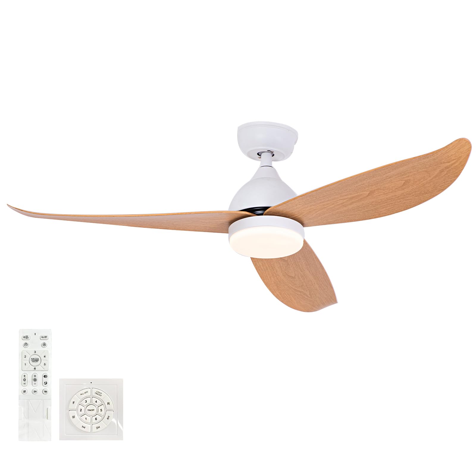 Fachae Ceiling Fan with Light and Remote Control Silent Dimmable Ceiling Fans with LED Lamps DC Reversible 6 Speed Timer Ceiling Fan with Lighting for Bedroom Living Room